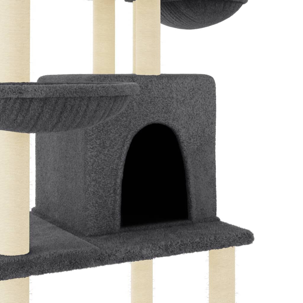 vidaXL Kissan kiipeilyteline sisal- raapimispuilla tummanharmaa 180 cm hinta ja tiedot | Raapimispuut ja kiipeilypuut | hobbyhall.fi