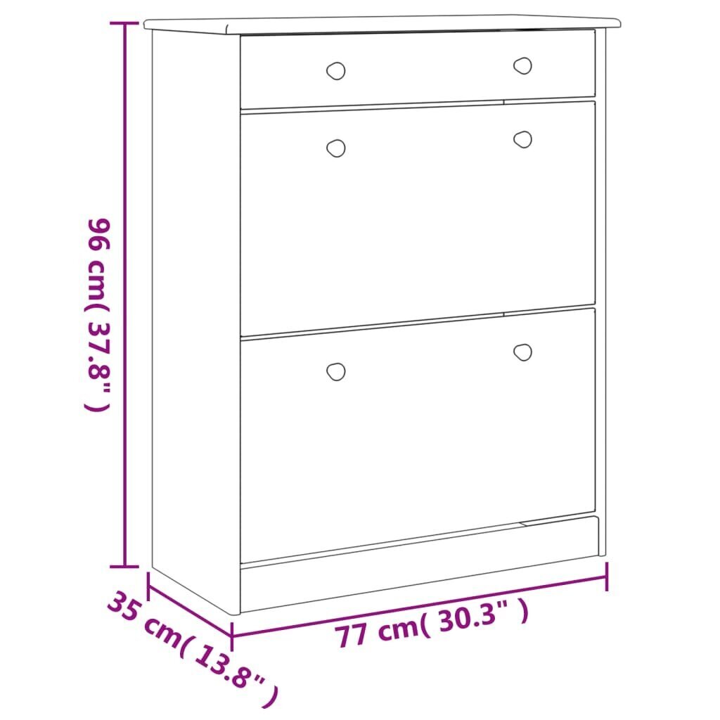 vidaXL Kenkäkaappi ALTA 77x35x96 cm täysi mänty hinta ja tiedot | Kenkäkaapit ja -hyllyt | hobbyhall.fi