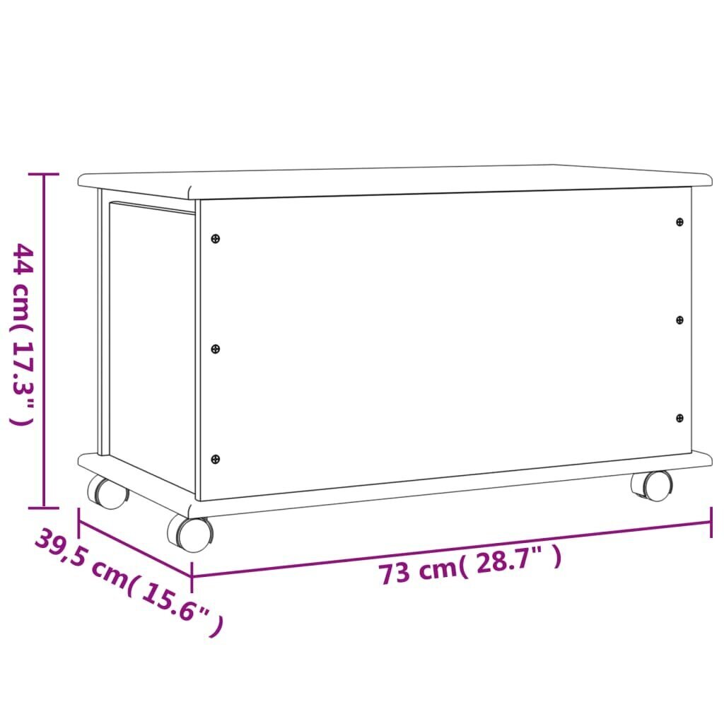 vidaXL Säilytysarkku pyörillä ALTA valkoinen 73x39,5x44 cm täysi mänty hinta ja tiedot | Säilytyslaatikot ja -korit | hobbyhall.fi