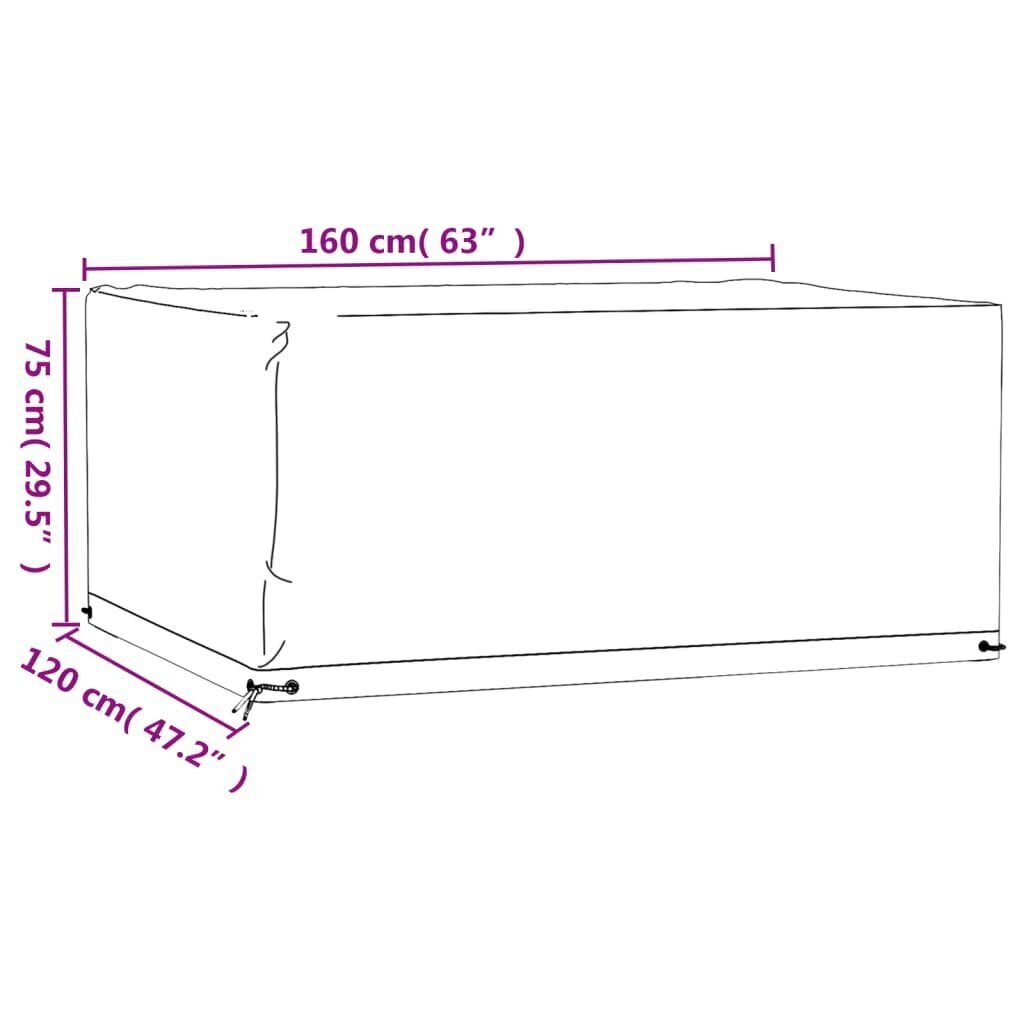 vidaXL Puutarhakalustesuoja 8 purjerengasta 160x120x75 cm suorakaide hinta ja tiedot | Istuintyynyt, pehmusteet ja päälliset | hobbyhall.fi