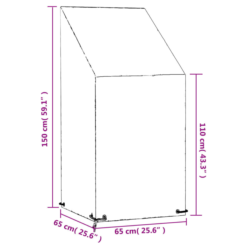 vidaXL Puutarhatuolisuoja 8 purjerengasta 65x65x110/150 cm polyeteeni hinta ja tiedot | Istuintyynyt, pehmusteet ja päälliset | hobbyhall.fi