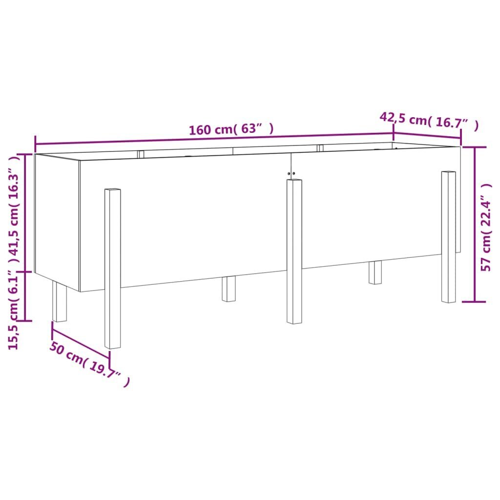 vidaXL Korotettu kukkalaatikko valkoinen 160x50x57 cm täysi mänty hinta ja tiedot | Kukkalaatikot | hobbyhall.fi