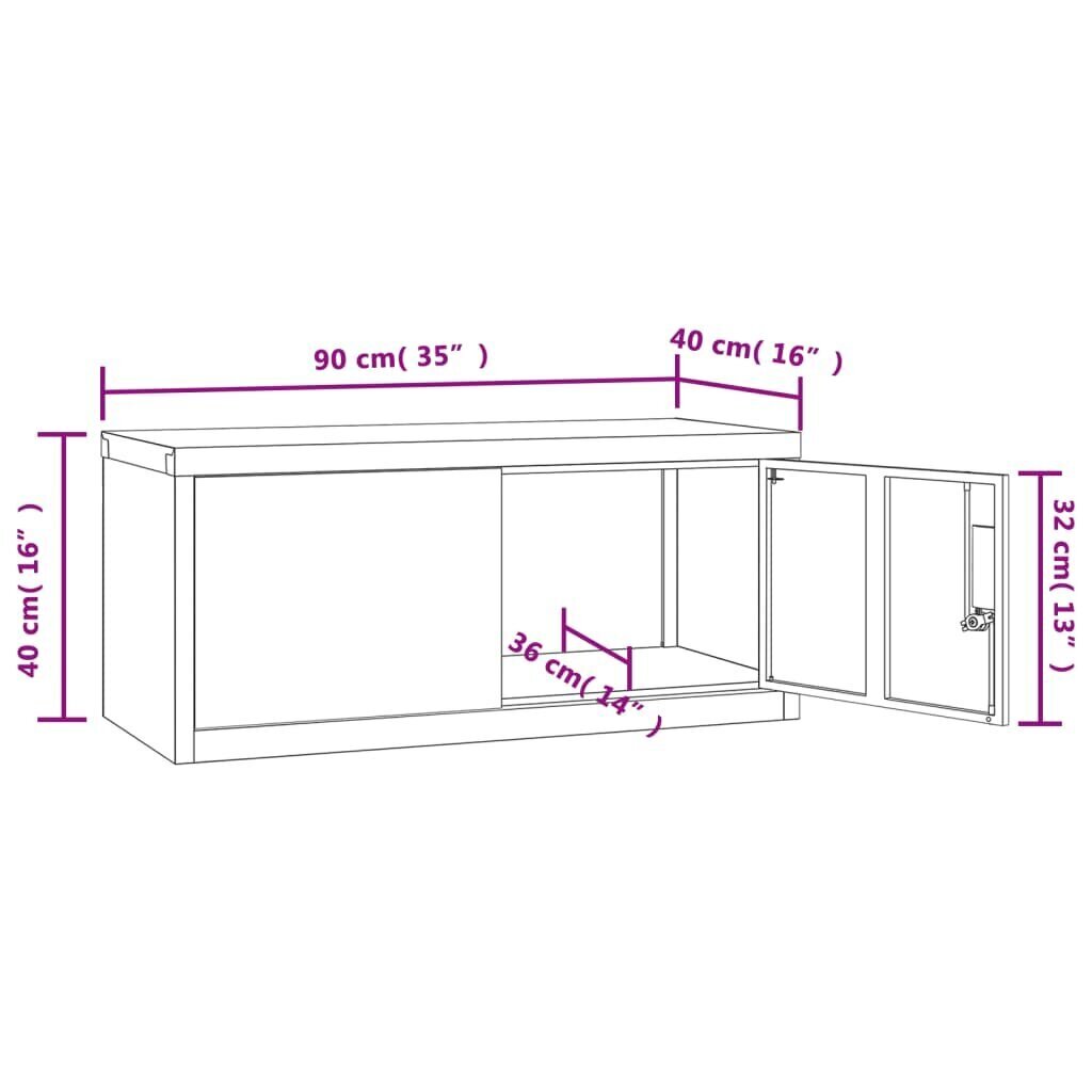 vidaXL Arkistokaappi vaaleanharmaa 90x40x40 cm teräs hinta ja tiedot | Olohuoneen kaapit ja lipastot | hobbyhall.fi