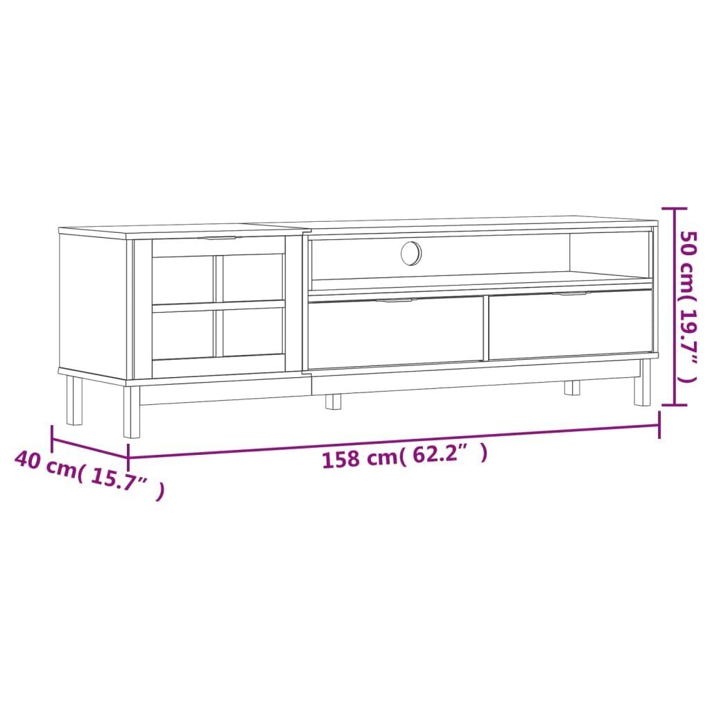 vidaXL TV-taso lasiovella FLAM 158x40x50 cm täysi mänty hinta ja tiedot | TV-tasot | hobbyhall.fi