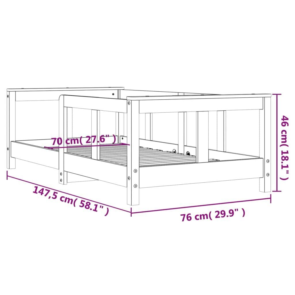 vidaXL Lasten sängynrunko valkoinen 70x140 cm täysi mänty hinta ja tiedot | Lastensängyt | hobbyhall.fi