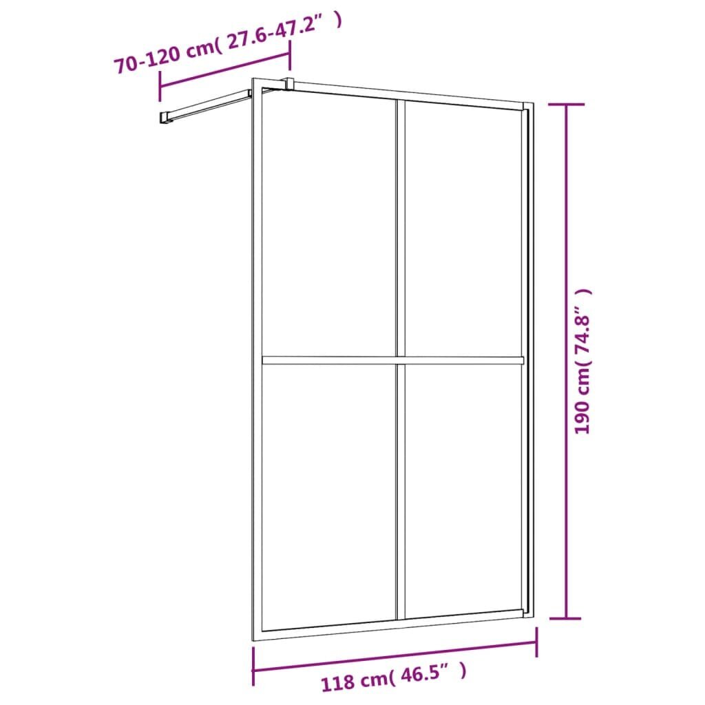 vidaXL Walk-in suihkun seinäke kirkas ESG-lasi punainen 118x195 cm hinta ja tiedot | Suihkuseinät ja -ovet | hobbyhall.fi