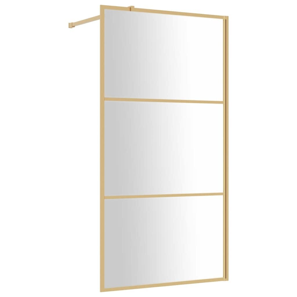 vidaXL Walk-in suihkun seinäke kirkas ESG-lasi kulta 115x195 cm hinta ja tiedot | Suihkuseinät ja -ovet | hobbyhall.fi