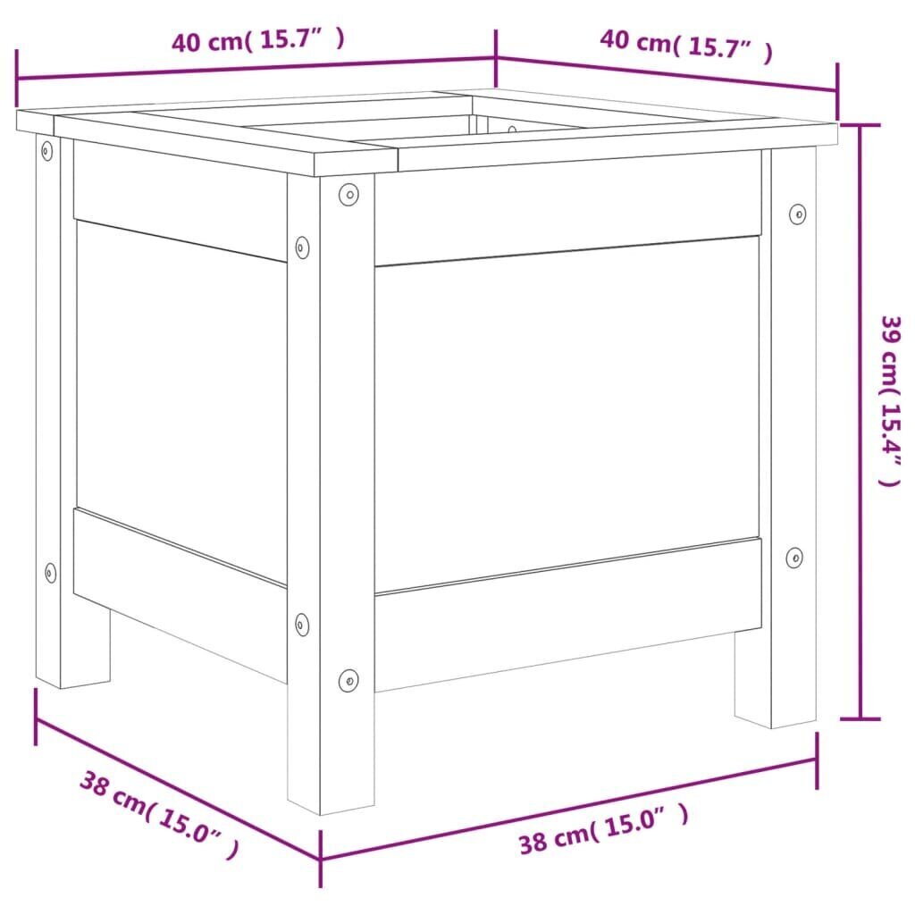 vidaXL Kukkalaatikko valkoinen 40x40x39 cm täysi mänty hinta ja tiedot | Kukkalaatikot | hobbyhall.fi