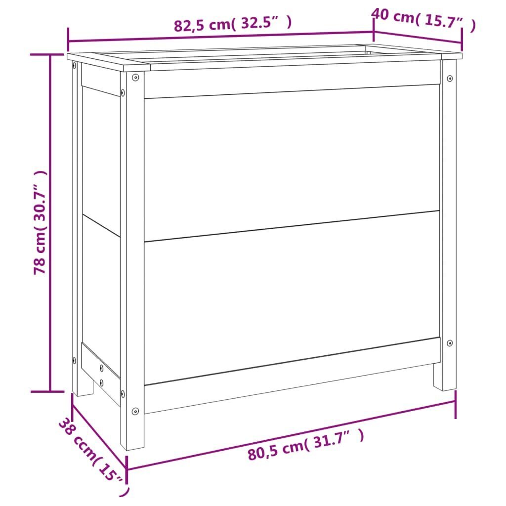 vidaXL Kukkalaatikko valkoinen 82,5x40x78 cm täysi mänty hinta ja tiedot | Kukkalaatikot | hobbyhall.fi