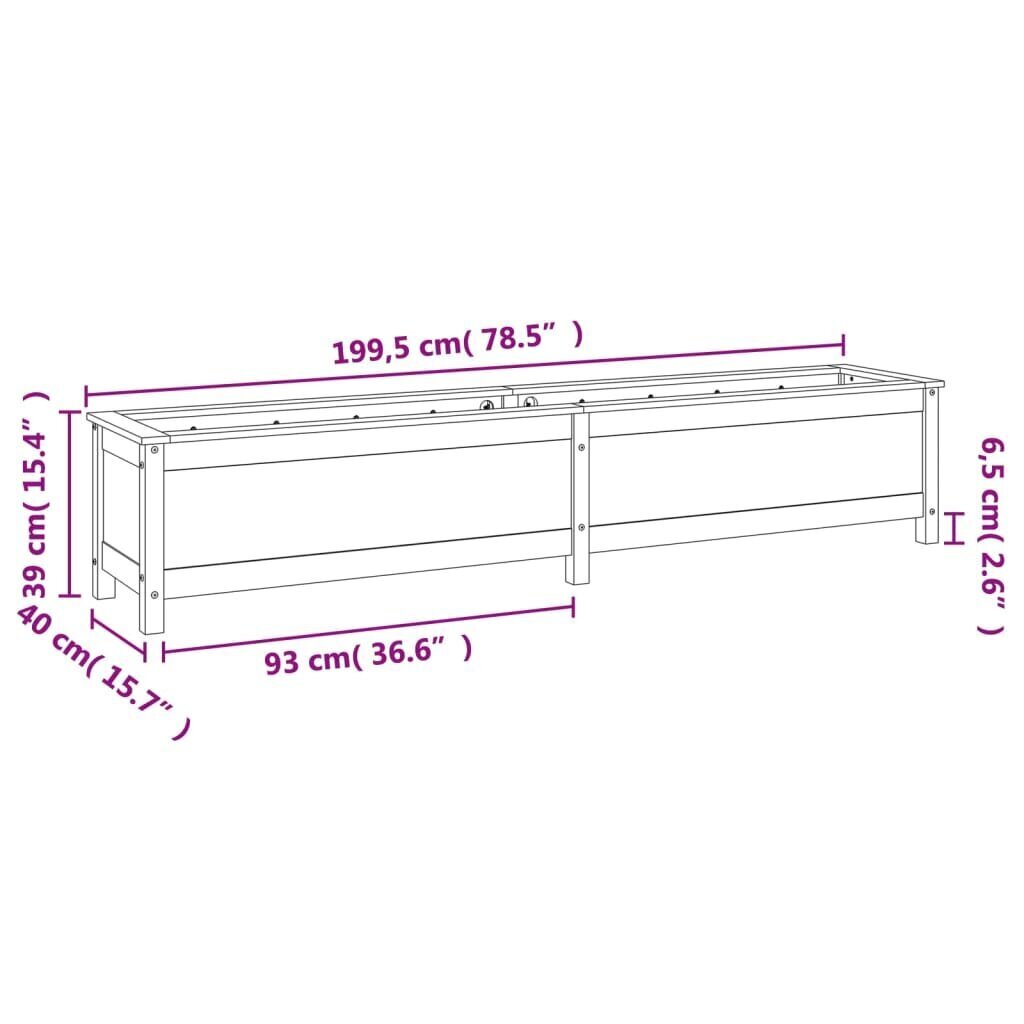 vidaXL Korotettu kukkalaatikko valkoinen 119,5x40x78 cm täysi mänty hinta ja tiedot | Kukkalaatikot | hobbyhall.fi