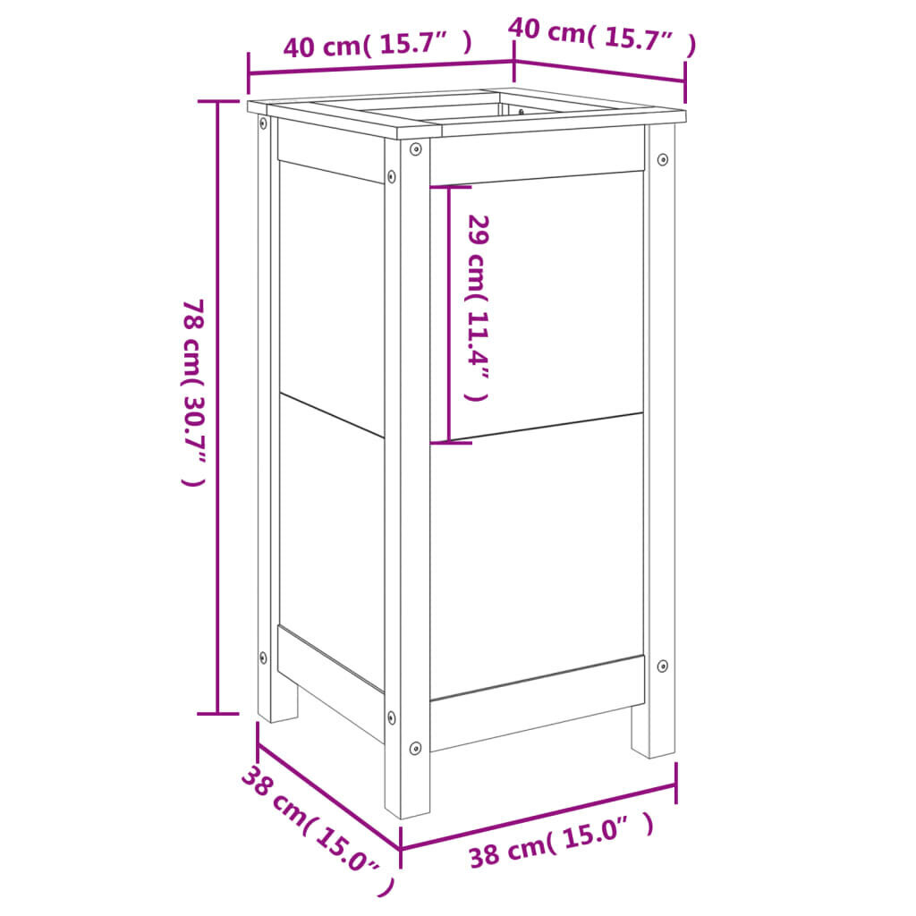 vidaXL Kukkalaatikko valkoinen 40x40x78 cm täysi mänty hinta ja tiedot | Kukkalaatikot | hobbyhall.fi