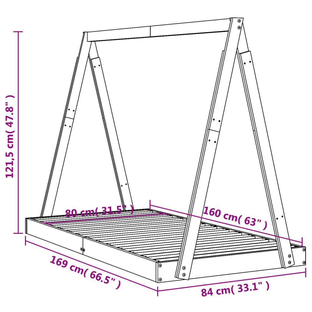 vidaXL Lasten sängynrunko valkoinen 80x160 cm täysi mänty hinta ja tiedot | Lastensängyt | hobbyhall.fi