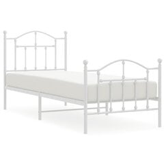 vidaXL Metallinen sängynrunko päädyillä valkoinen 90x190 cm hinta ja tiedot | Sängyt | hobbyhall.fi