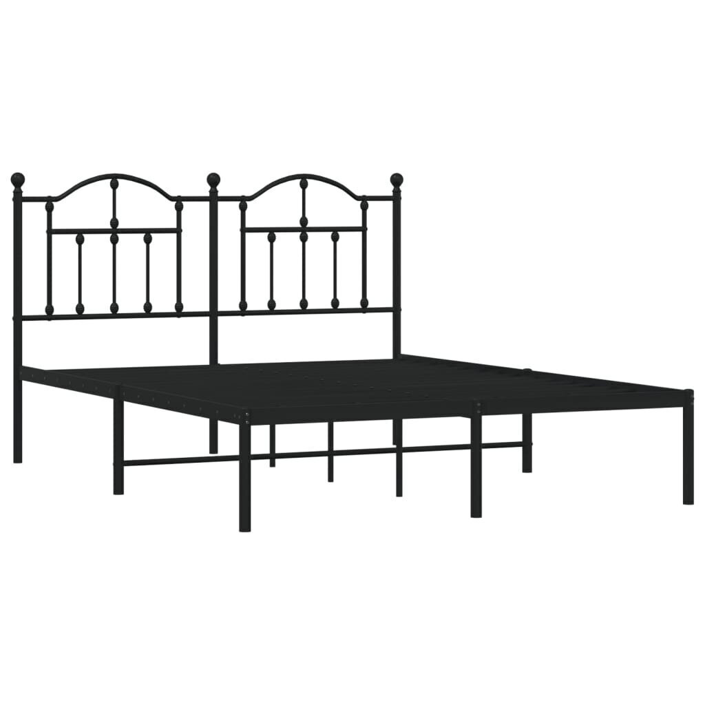 vidaXL Metallinen sängynrunko päädyllä musta 140x190 cm hinta ja tiedot | Sängyt | hobbyhall.fi