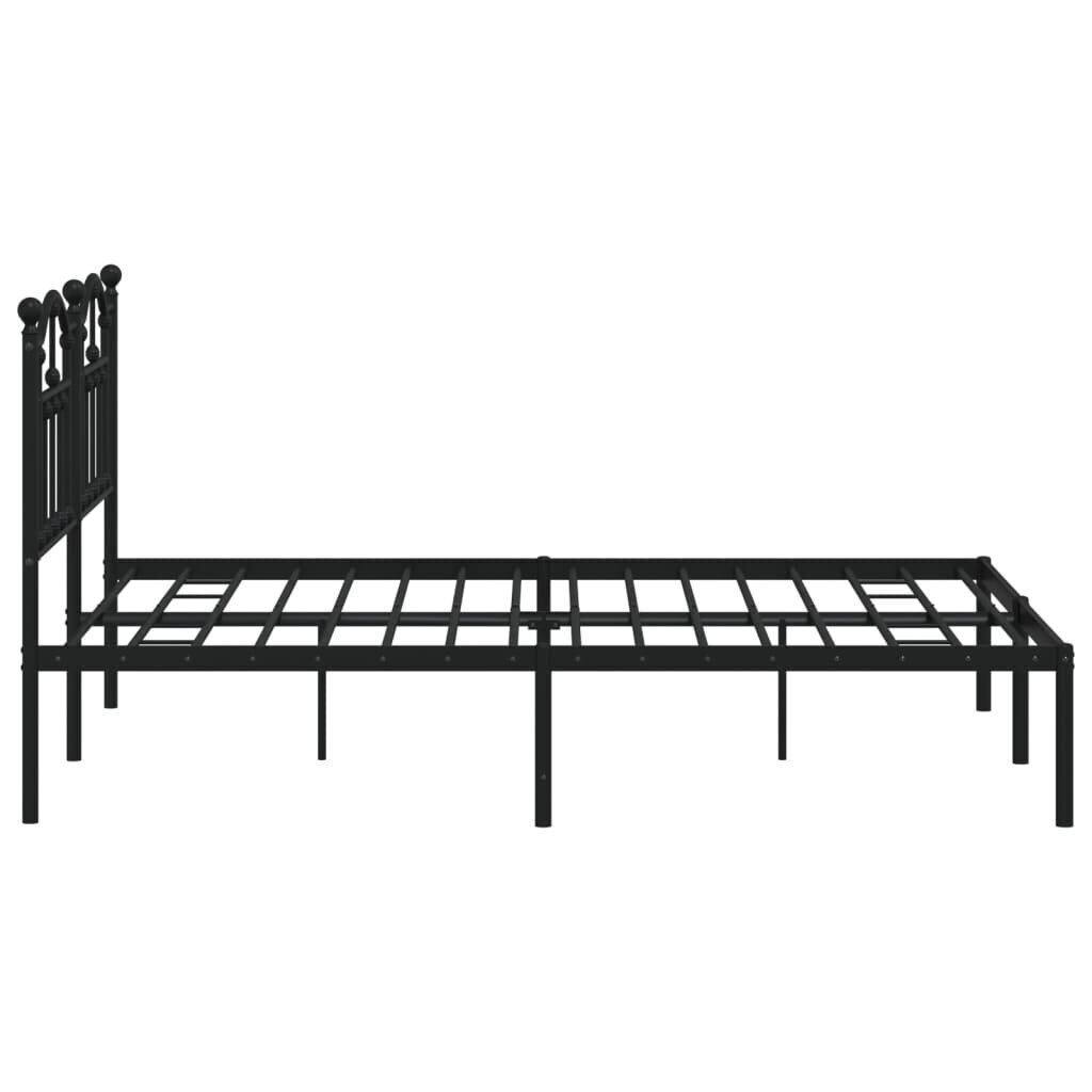 vidaXL Metallinen sängynrunko päädyllä musta 140x190 cm hinta ja tiedot | Sängyt | hobbyhall.fi