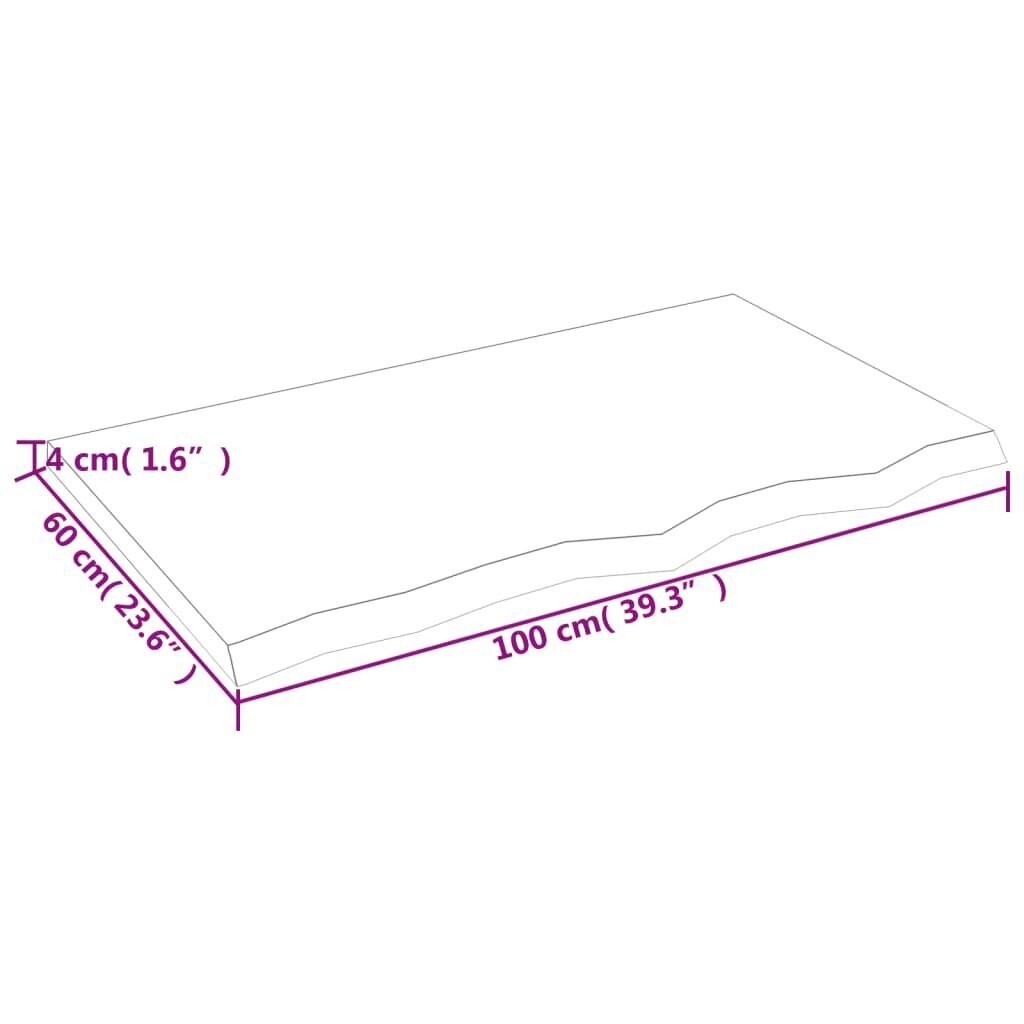 vidaXL Pöytälevy 100x60x(2-4) cm käsittelemätön täystammi hinta ja tiedot | Pöytälevyt | hobbyhall.fi