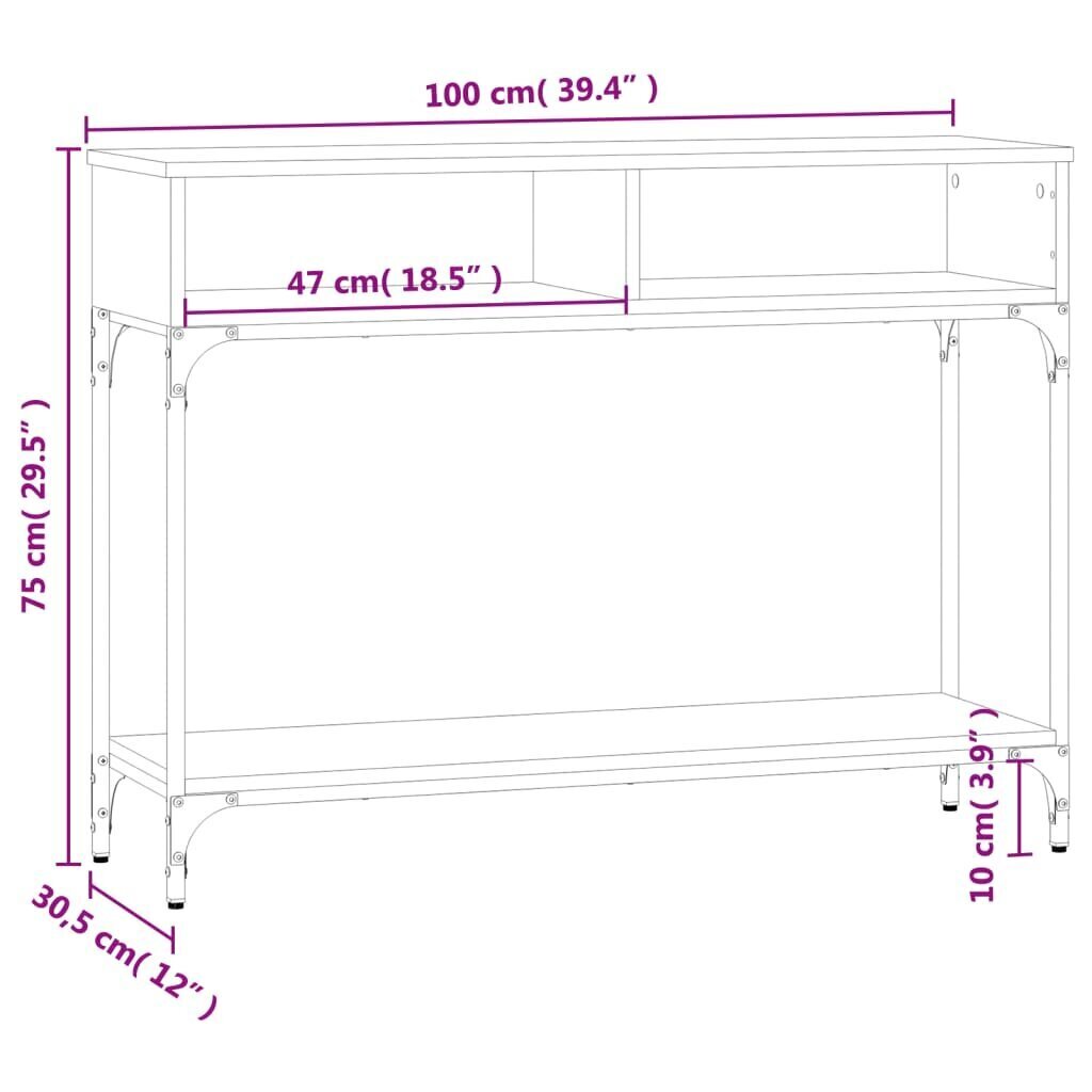 vidaXL Konsolipöytä savutammi 100x30,5x75 cm tekninen puu hinta ja tiedot | Sivupöydät | hobbyhall.fi