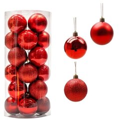 Ripustettavat joulupalloset, Electronics LV-7, 24 kpl, punaiset hinta ja tiedot | Electronics LV Lahjat ja juhlatarvikkeet | hobbyhall.fi