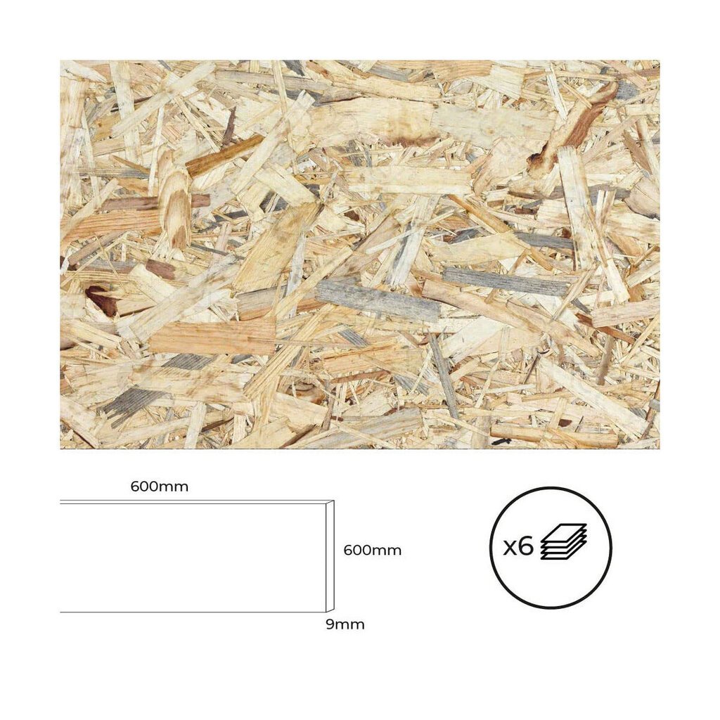 Vanerilevy Bertini OSB 60 x 60 cm (6 osaa) hinta ja tiedot | Käsityökalut | hobbyhall.fi