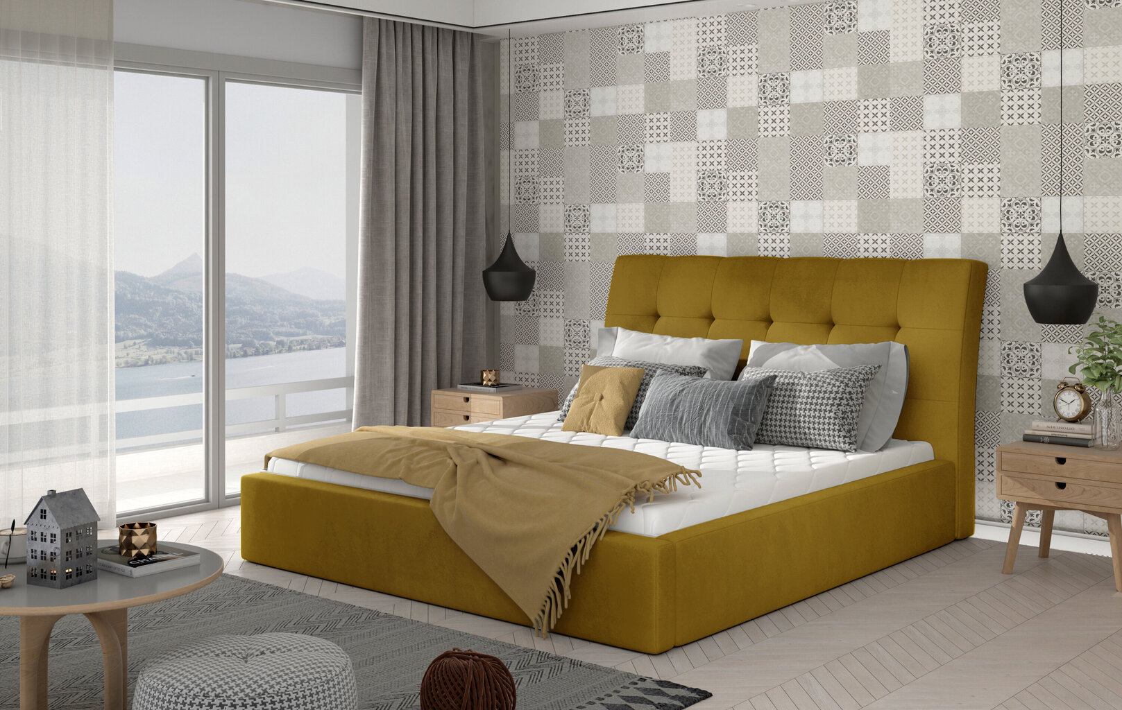 Sänky NORE Inge 11, 160x200 cm, keltainen hinta ja tiedot | Sängyt | hobbyhall.fi