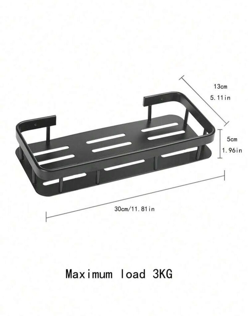 Metallihylly kylpyhuoneeseen, Electronics LV-823, musta, 1 kpl hinta ja tiedot | Kylpyhuoneen sisustus | hobbyhall.fi