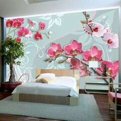 Valokuvatapetti - Pink orchids - variation II 300x210 cm hinta ja tiedot | Valokuvatapetit | hobbyhall.fi