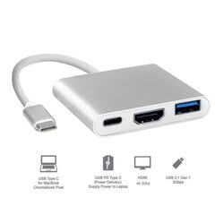 3in1-sovitin Type-C / USB3.0 / HDMI 4k / PD hinta ja tiedot | Adapterit | hobbyhall.fi