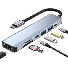 7in1 USB-C/HDMI/Micro SD/4K UHD hinta ja tiedot | Hub Tietokoneet ja pelaaminen | hobbyhall.fi