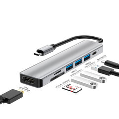 Hub7in1 USB-C/HDMI/Micro SD hinta ja tiedot | Hub Tietokoneet ja pelaaminen | hobbyhall.fi