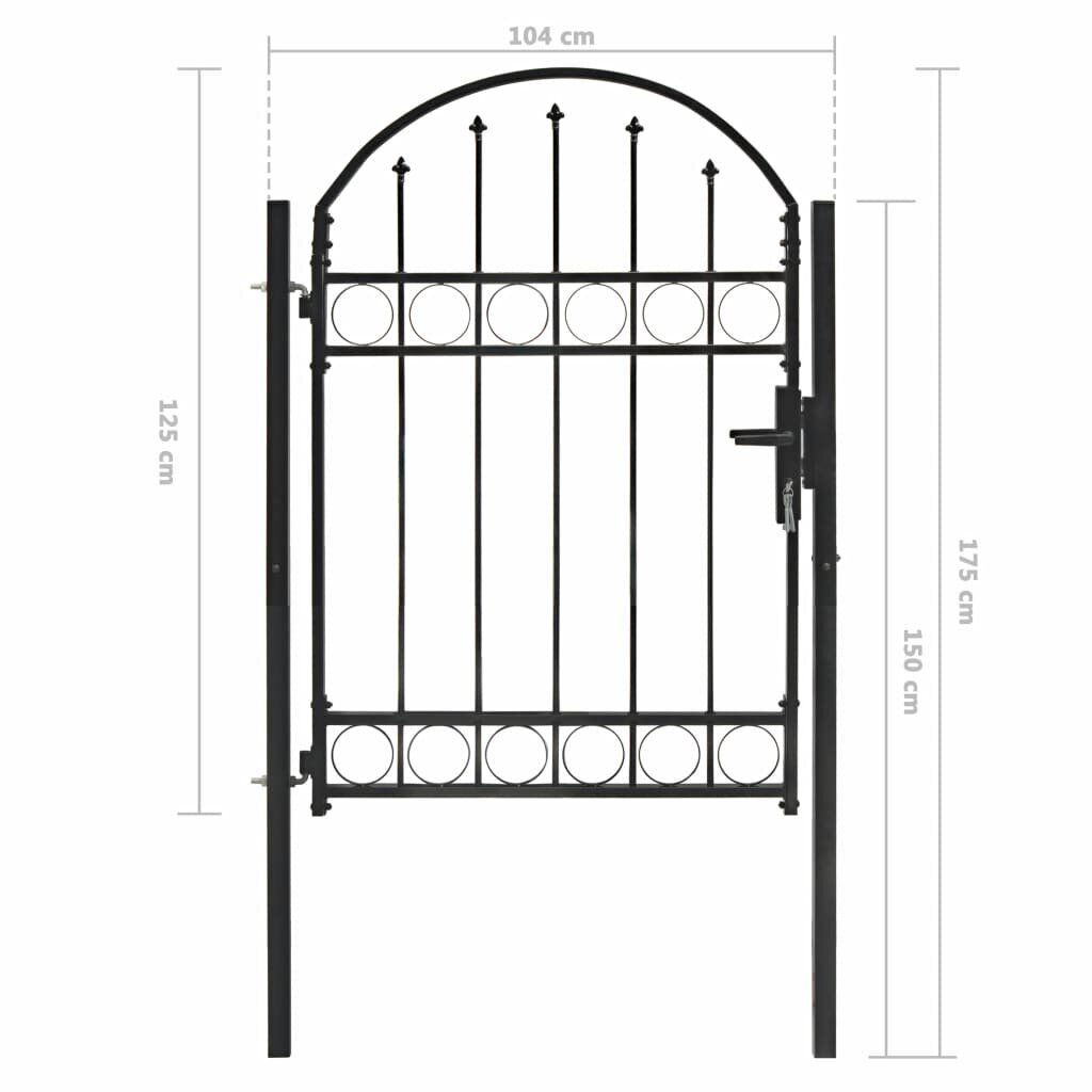 vidaXL Puutarhaportti kaarevalla teräksellä 100x125 cm musta hinta ja tiedot | Aidat ja tarvikkeet | hobbyhall.fi