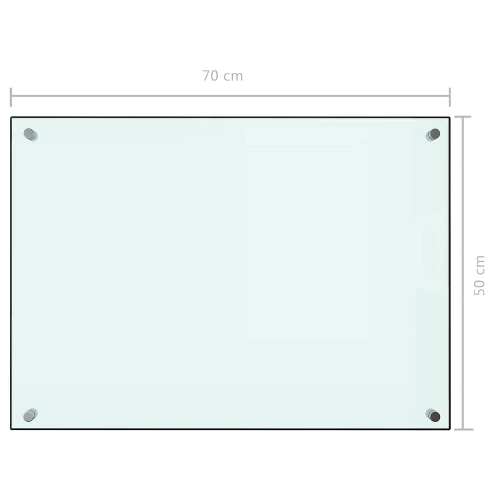 vidaXL Keittiön roiskesuoja valkoinen 70x50 cm karkaistu lasi hinta ja tiedot | Keittiökalusteiden lisätarvikkeet | hobbyhall.fi