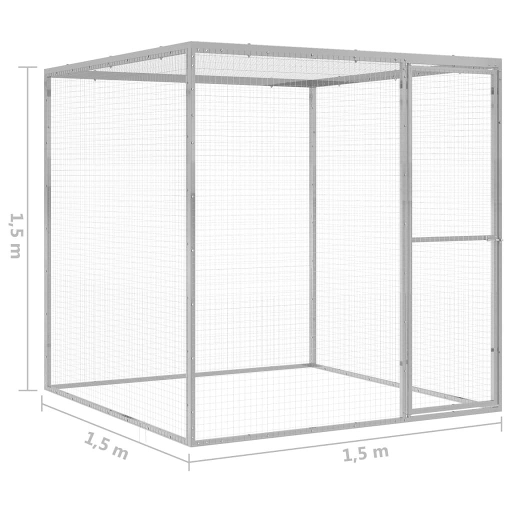 vidaXL Kissahäkki 1,5x1,5x1,5 m galvanoitu teräs hinta ja tiedot | Pieneläinten häkit ja tarvikkeet | hobbyhall.fi