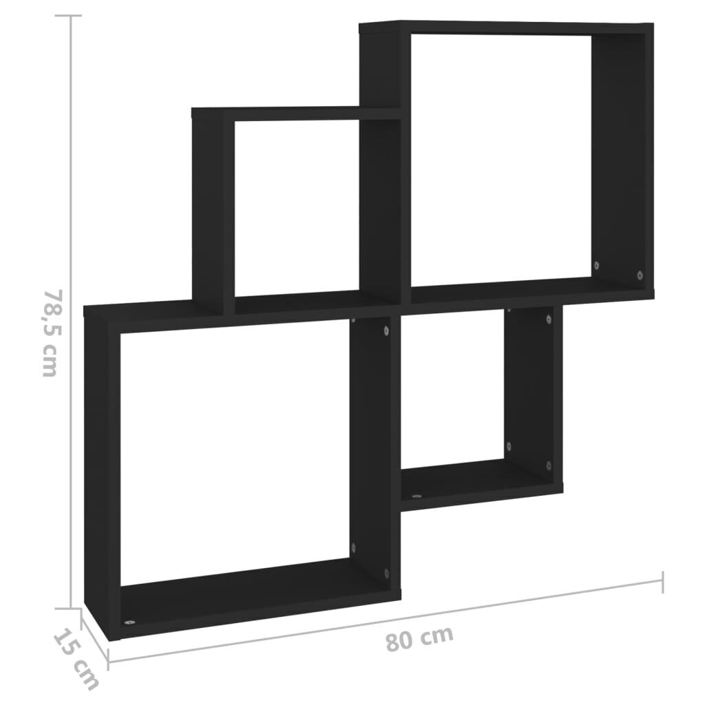 vidaXL Kuutioseinähylly musta 80x15x78,5 cm lastulevy hinta ja tiedot | Hyllyt | hobbyhall.fi