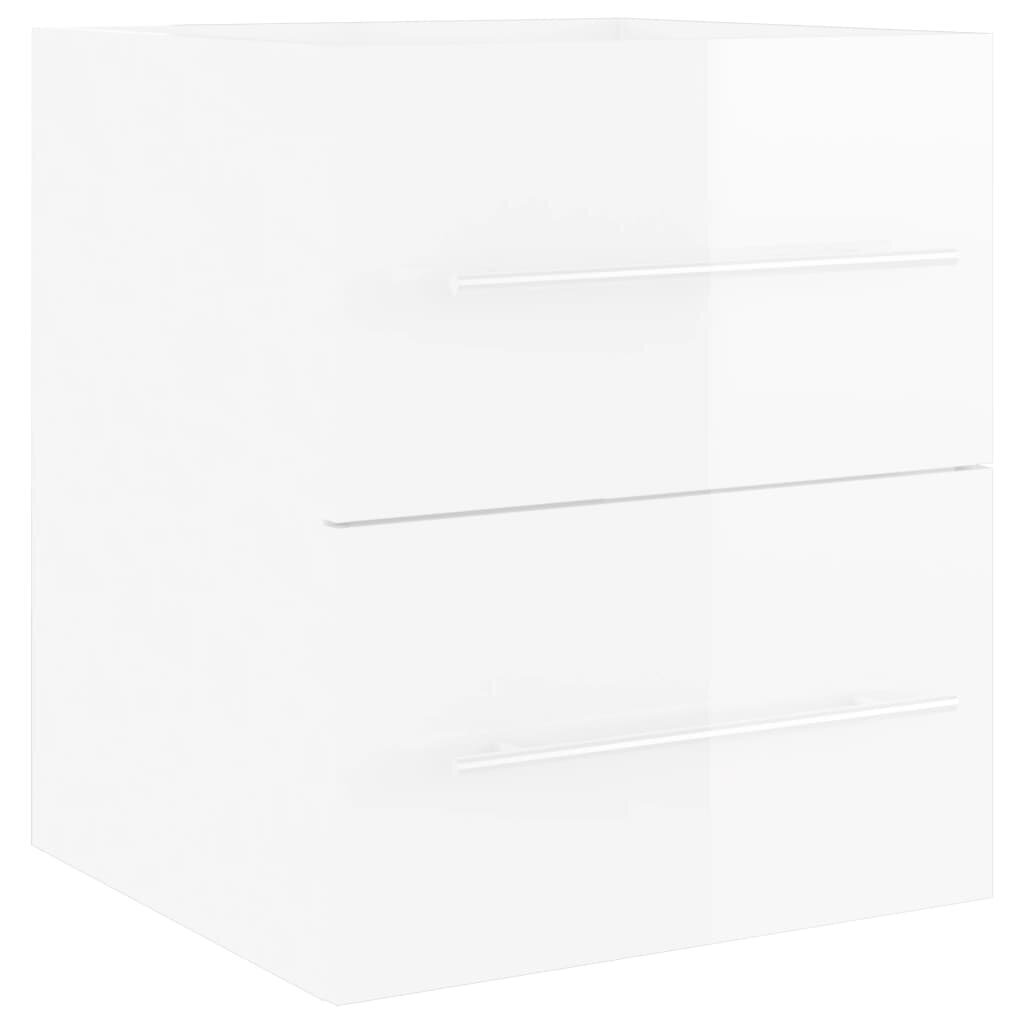 vidaXL Allaskaappi korkeakiilto valkoinen 41x38,5x48 cm lastulevy hinta ja tiedot | Kylpyhuonekalusteet | hobbyhall.fi