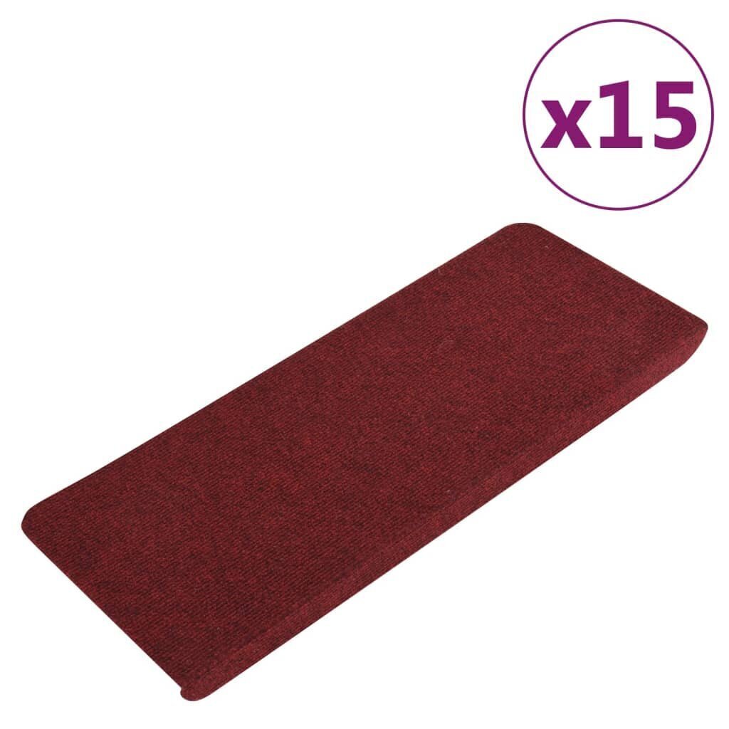 vidaXL Itsekiinnittyvät porrasmatot 15 kpl 65x24,5x3,5 cm punainen hinta ja tiedot | Isot matot | hobbyhall.fi