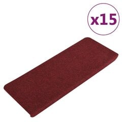 vidaXL Itsekiinnittyvät porrasmatot 15 kpl 65x24,5x3,5 cm punainen hinta ja tiedot | Isot matot | hobbyhall.fi