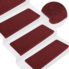 vidaXL Itsekiinnittyvät porrasmatot 15 kpl 65x24,5x3,5 cm punainen hinta ja tiedot | Isot matot | hobbyhall.fi