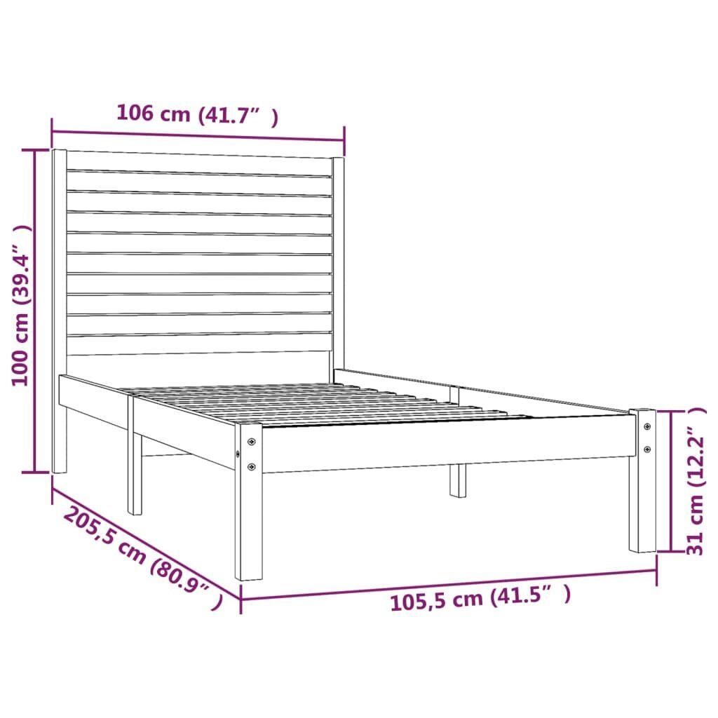 vidaXL Sängynrunko täysi puu 100x200 cm hinta ja tiedot | Sängyt | hobbyhall.fi