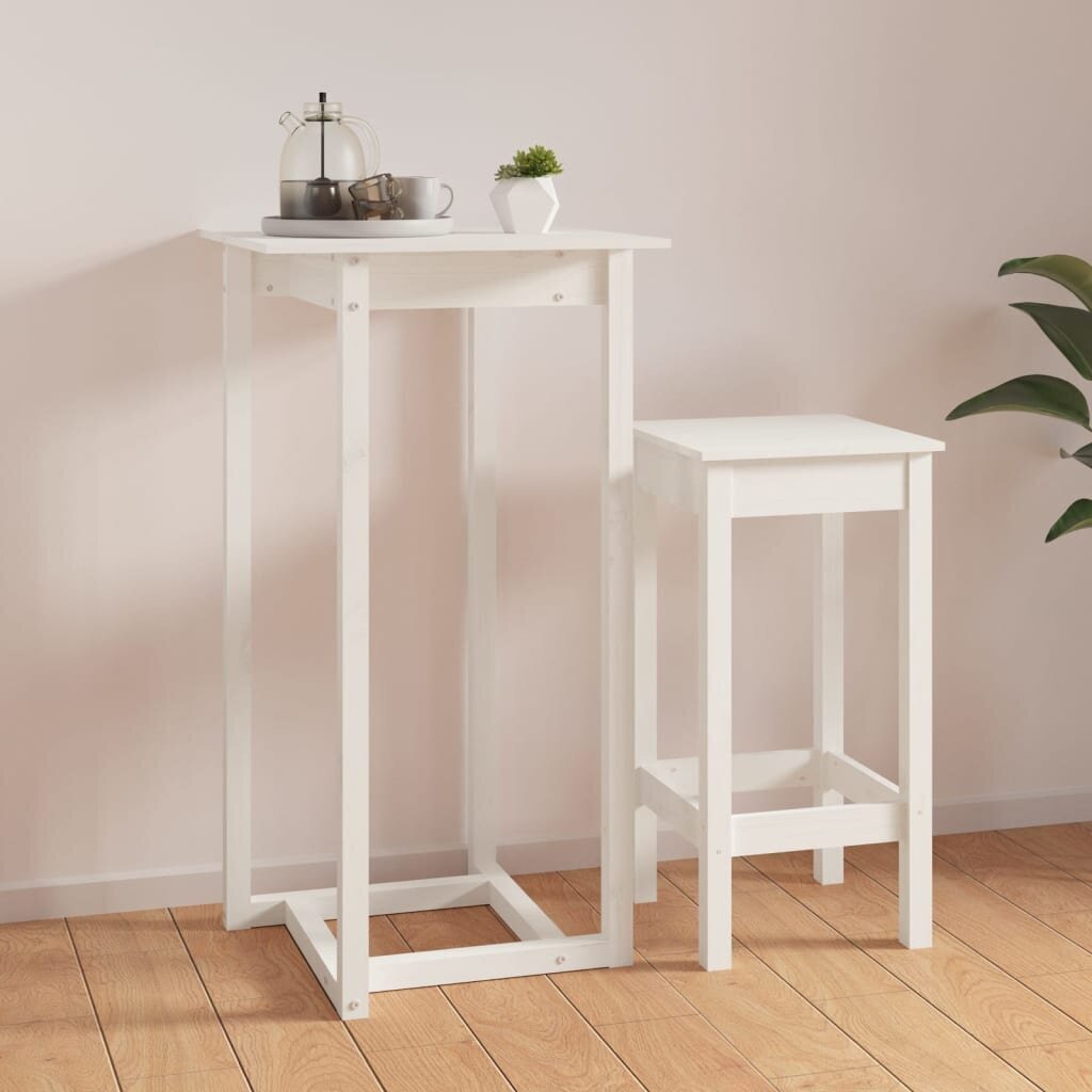 vidaXL Baaripöytä valkoinen 60x60x110 cm täysi mänty hinta ja tiedot | Ruokapöydät | hobbyhall.fi