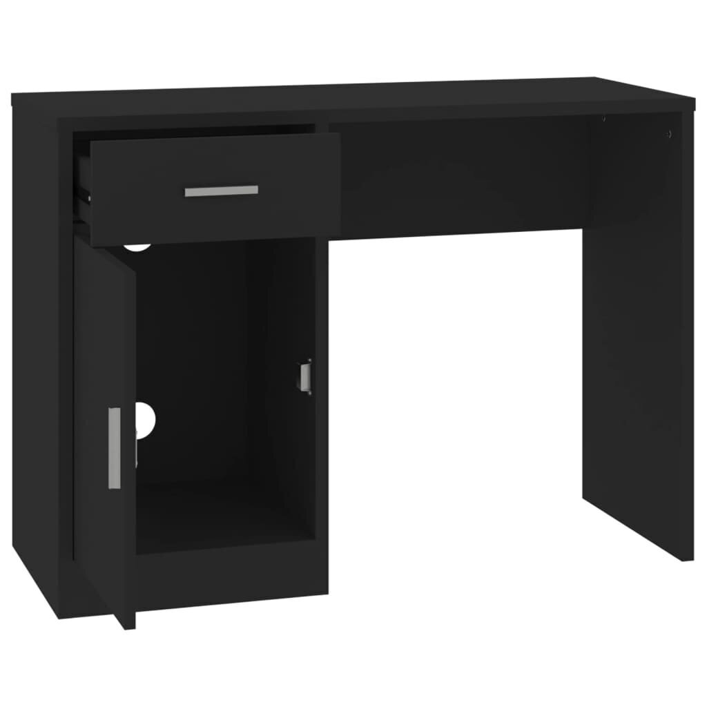 vidaXL Työpöytä laatikolla ja kaapilla musta 100x40x73 cm tekninen puu hinta ja tiedot | Tietokonepöydät ja työpöydät | hobbyhall.fi