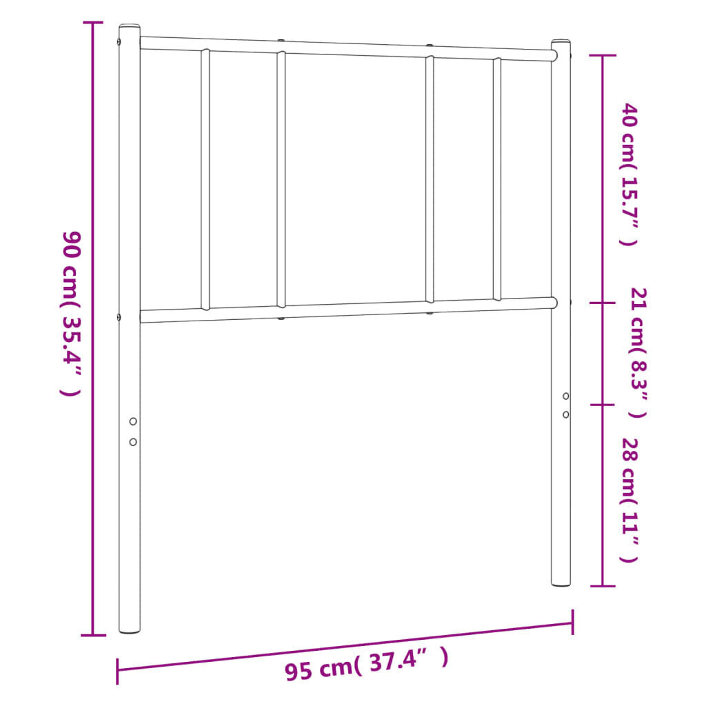 vidaXL Metallinen sängynpääty musta 90 cm hinta ja tiedot | Sängyt | hobbyhall.fi