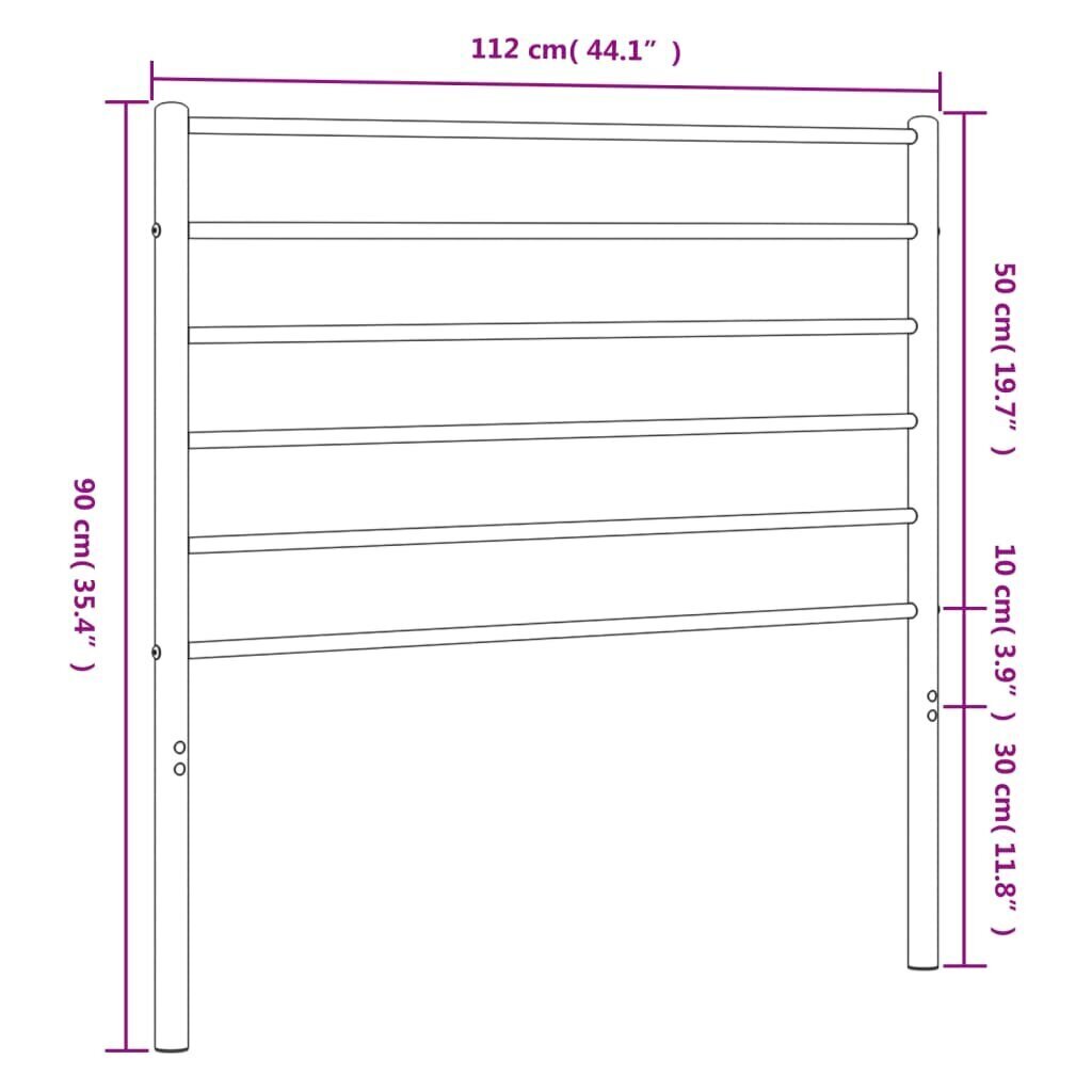 vidaXL Metallinen sängynpääty musta 107 cm hinta ja tiedot | Sängyt | hobbyhall.fi