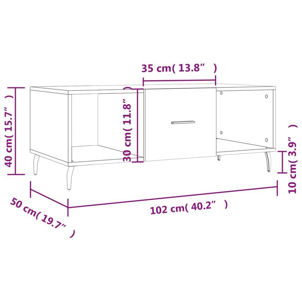 vidaXL Sohvapöytä musta 102x50x40 cm tekninen puu hinta ja tiedot | Sohvapöydät | hobbyhall.fi