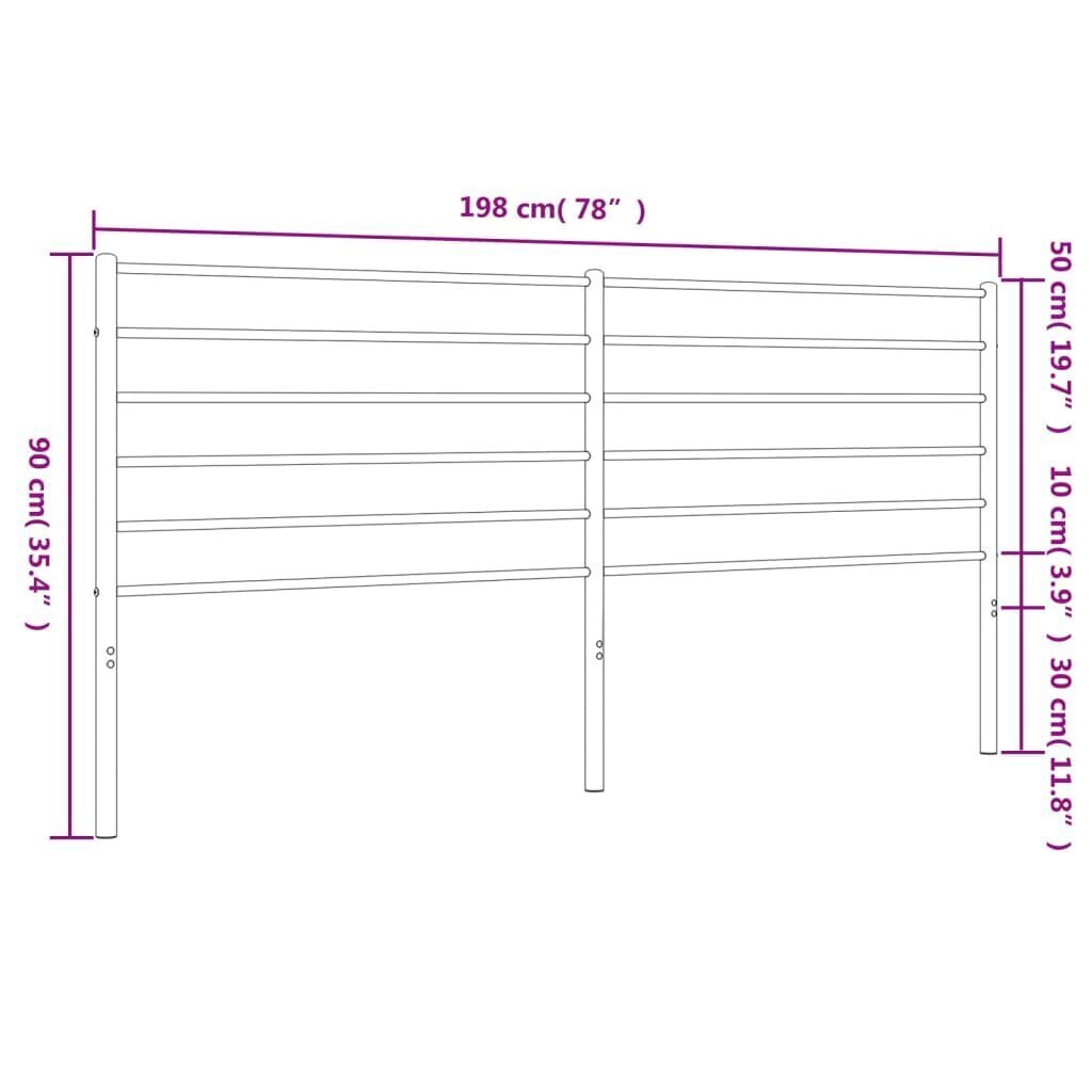 vidaXL Metallinen sängynpääty musta 193 cm hinta ja tiedot | Sängyt | hobbyhall.fi