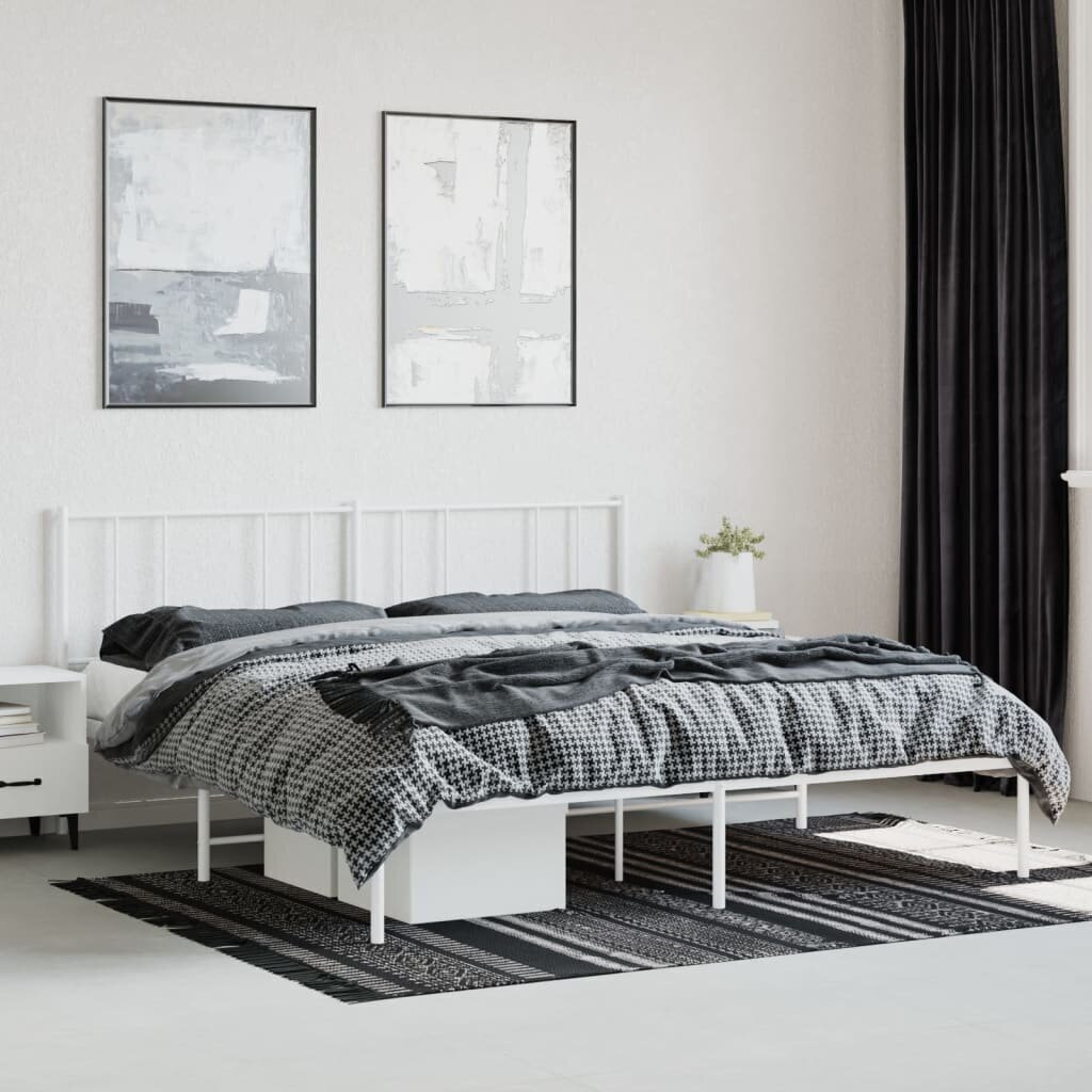 vidaXL Metallinen sängynrunko päädyllä valkoinen 200x200 cm hinta ja tiedot | Sängyt | hobbyhall.fi