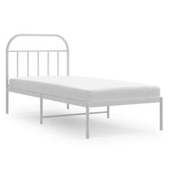 vidaXL Metallinen sängynrunko päädyllä valkoinen 90x190 cm hinta ja tiedot | Sängyt | hobbyhall.fi