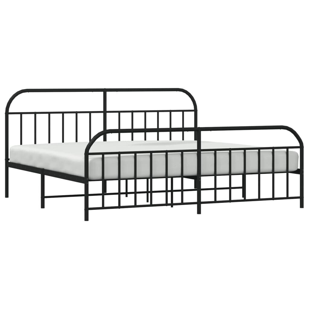 vidaXL Metallinen sängynrunko päädyillä musta 200x200 cm hinta ja tiedot | Sängyt | hobbyhall.fi