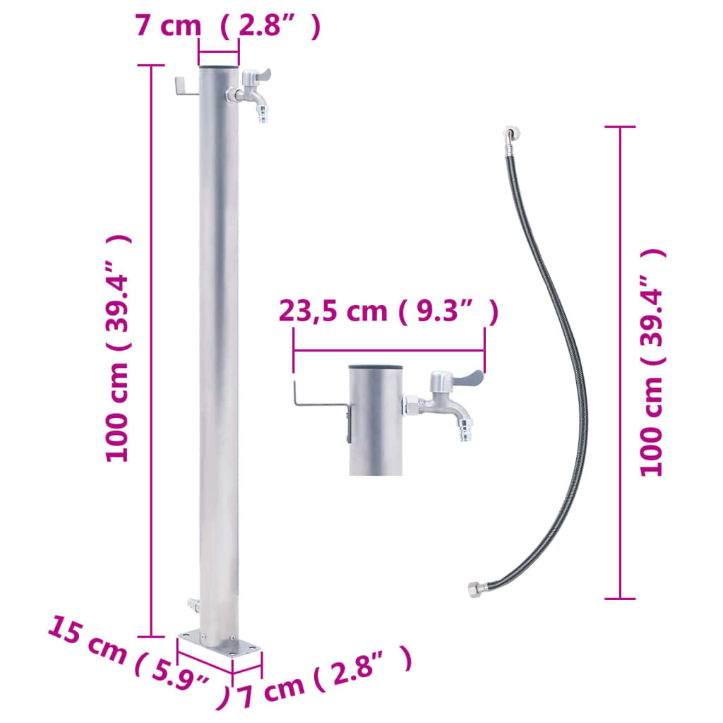 vidaXL Puutarhan vesipylväs 100 cm ruostumaton teräs pyöreä hinta ja tiedot | Puutarhaletkut, kastelukannut ja muut kastelutarvikkeet | hobbyhall.fi