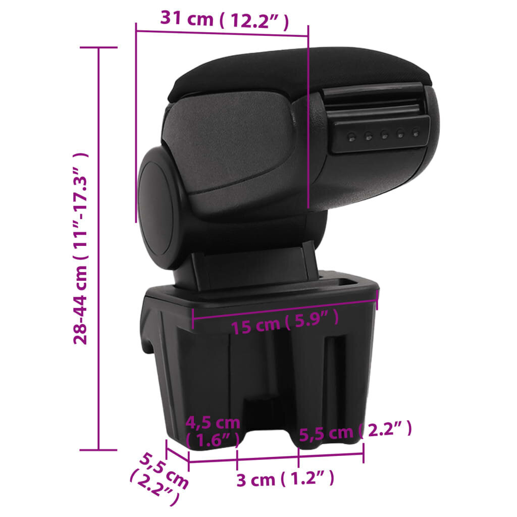 vidaXL Auton käsinoja musta 15x31x(28-44) cm ABS hinta ja tiedot | Lisätarvikkeet autoiluun | hobbyhall.fi