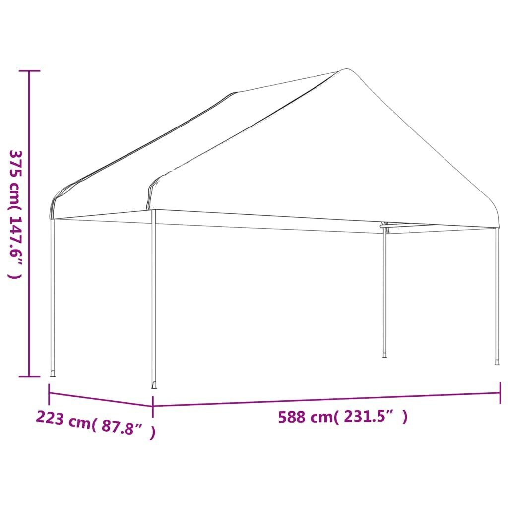 vidaXL Huvimaja katolla valkoinen 5,88x2,23x3,75 m polyeteeni hinta ja tiedot | Puutarhapaviljongit | hobbyhall.fi